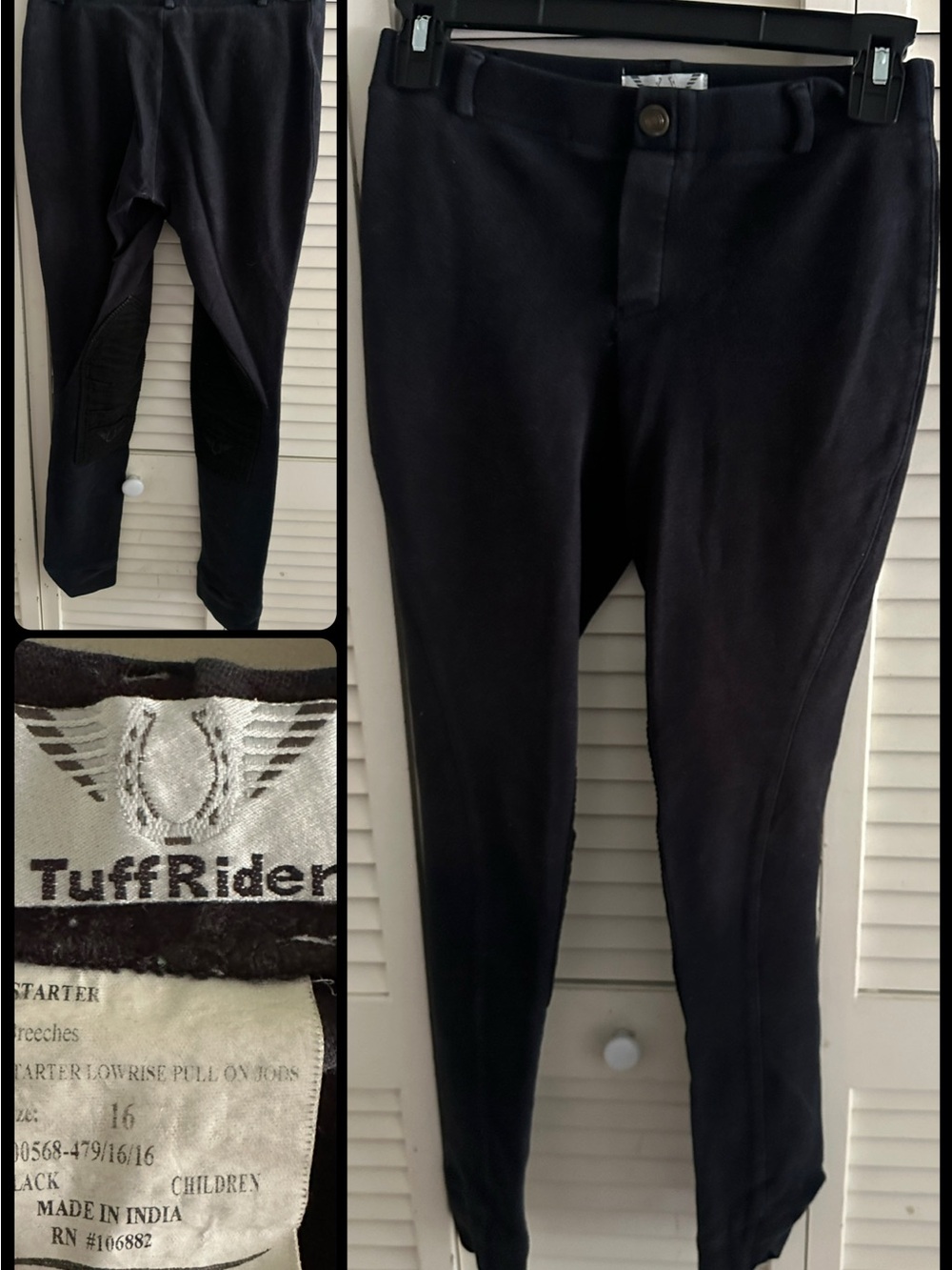Tuff Rider Girls Black Riding Breeches sz 16